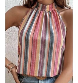 Miss sparkling Colorful stripe halter