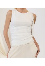 Mesh side ruched sleeveless top