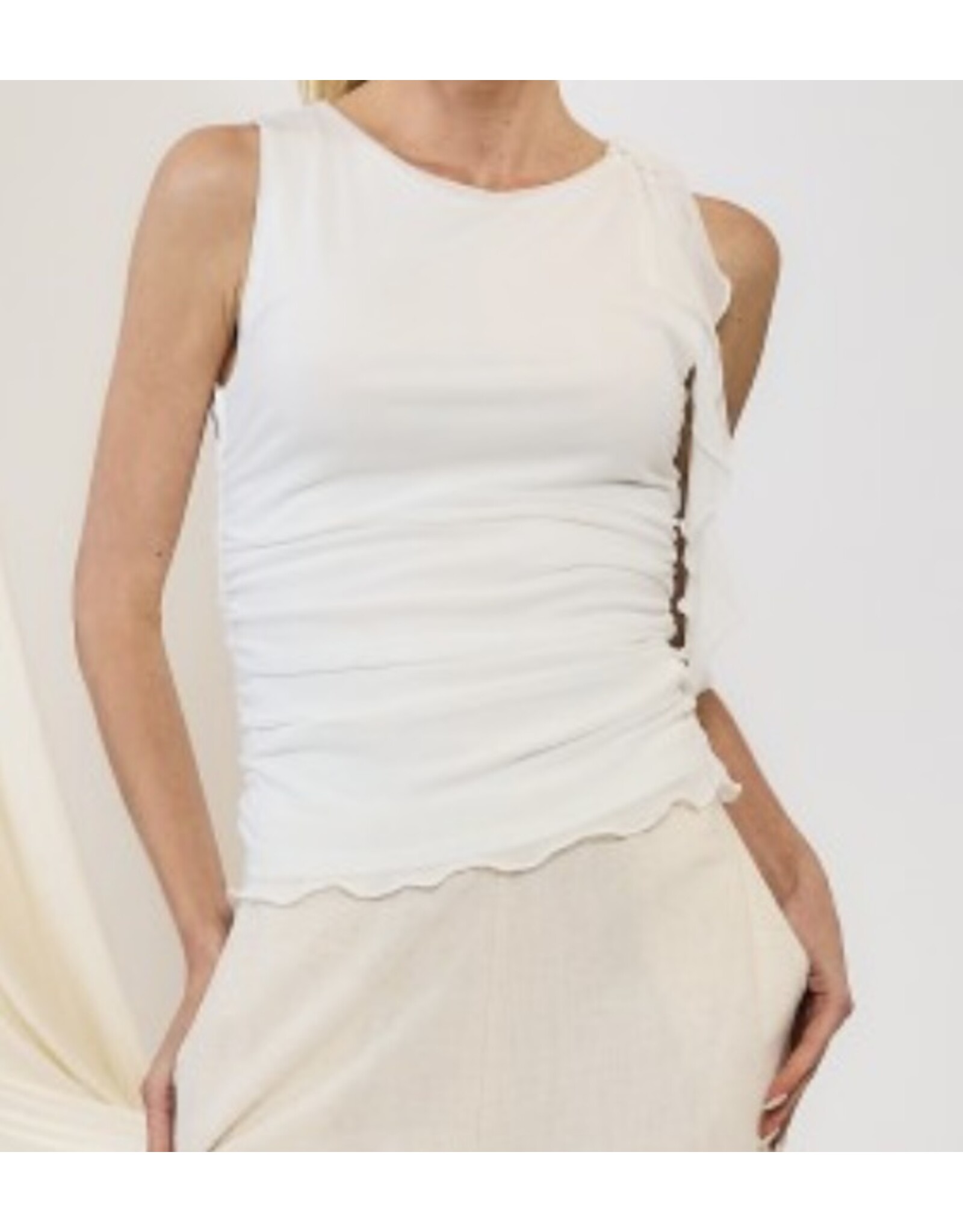 Mesh side ruched sleeveless top