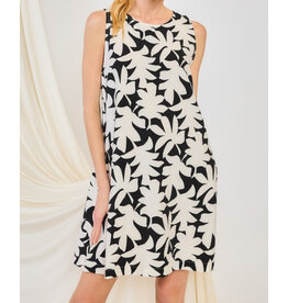 Woven print sleeveless a-line mini dress