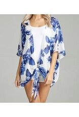 Off white/Blue floral kimono