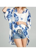 Off white/Blue floral kimono
