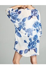 Off white/Blue floral kimono