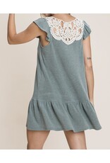 Olive patch lace dress