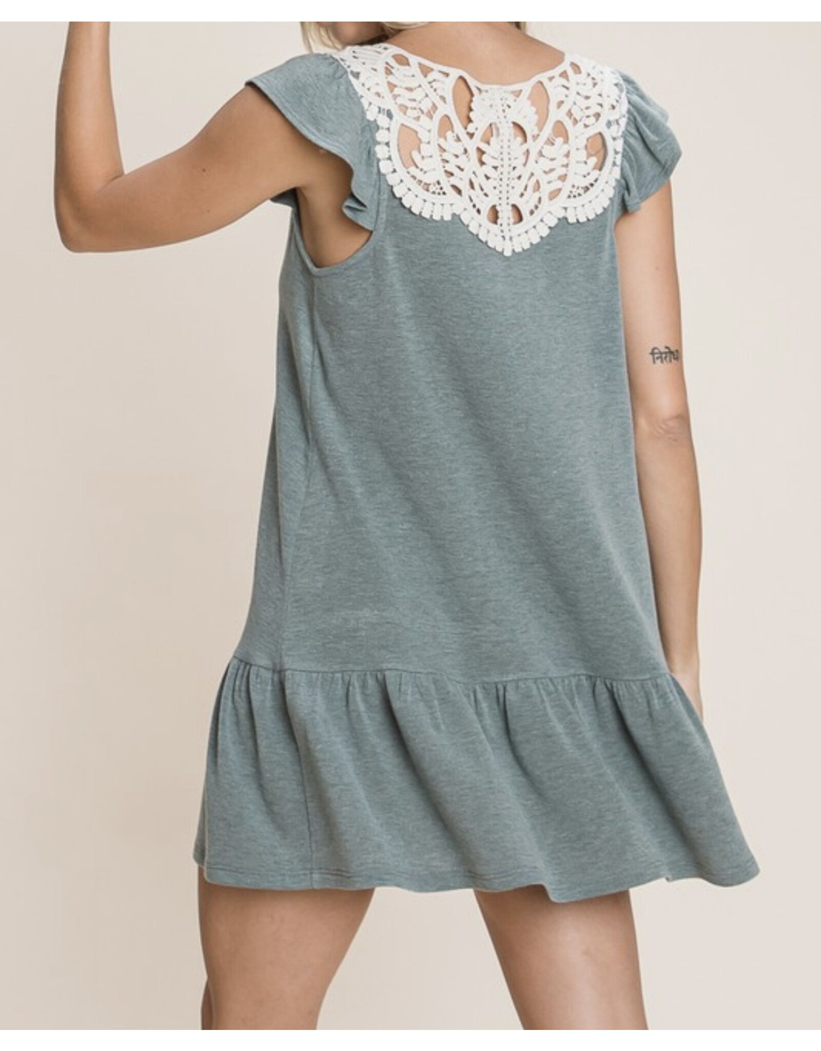 Olive patch lace dress