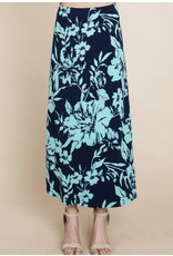 Navy/mint floral maxi skirt