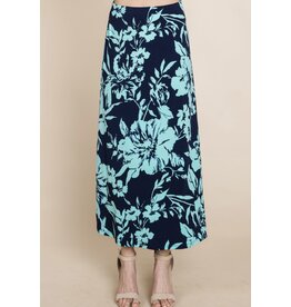 Navy/mint floral maxi skirt
