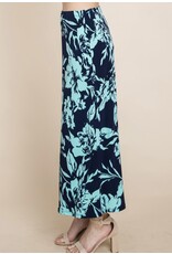 Navy/mint floral maxi skirt