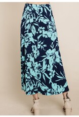 Navy/mint floral maxi skirt
