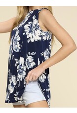 Navy floral sleeveless tunic