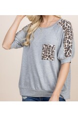 Animal print pocket casual top