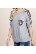 Animal print pocket casual top