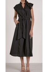 Elan Elan Black Tie Waist Midi Dress