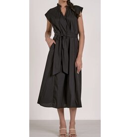 Elan Elan Black Tie Waist Midi Dress