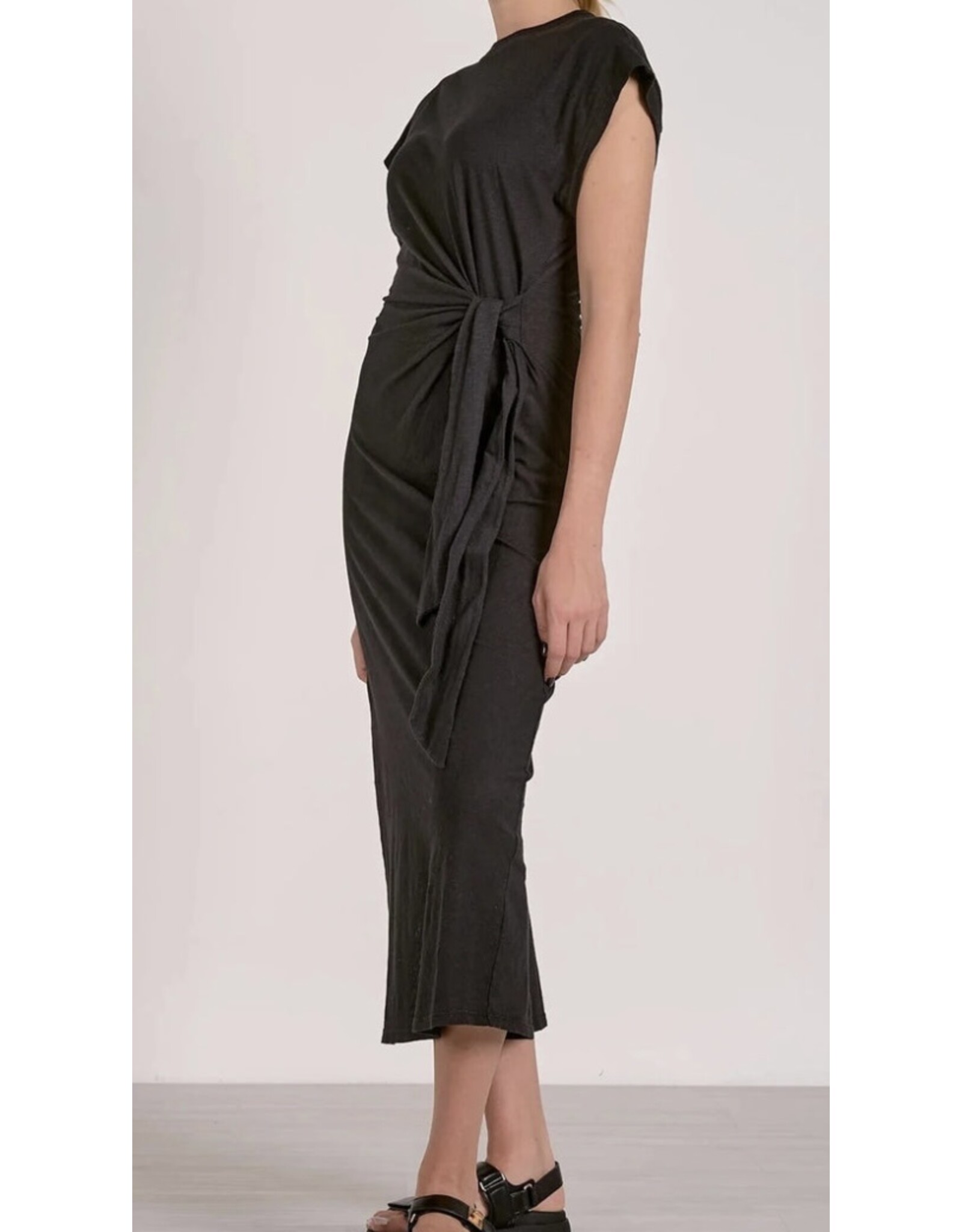 Elan Elan Black Tie Waist Midi Dress