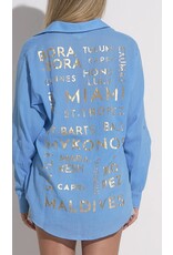 Elan Elan Traveler Button Down  Blue Top