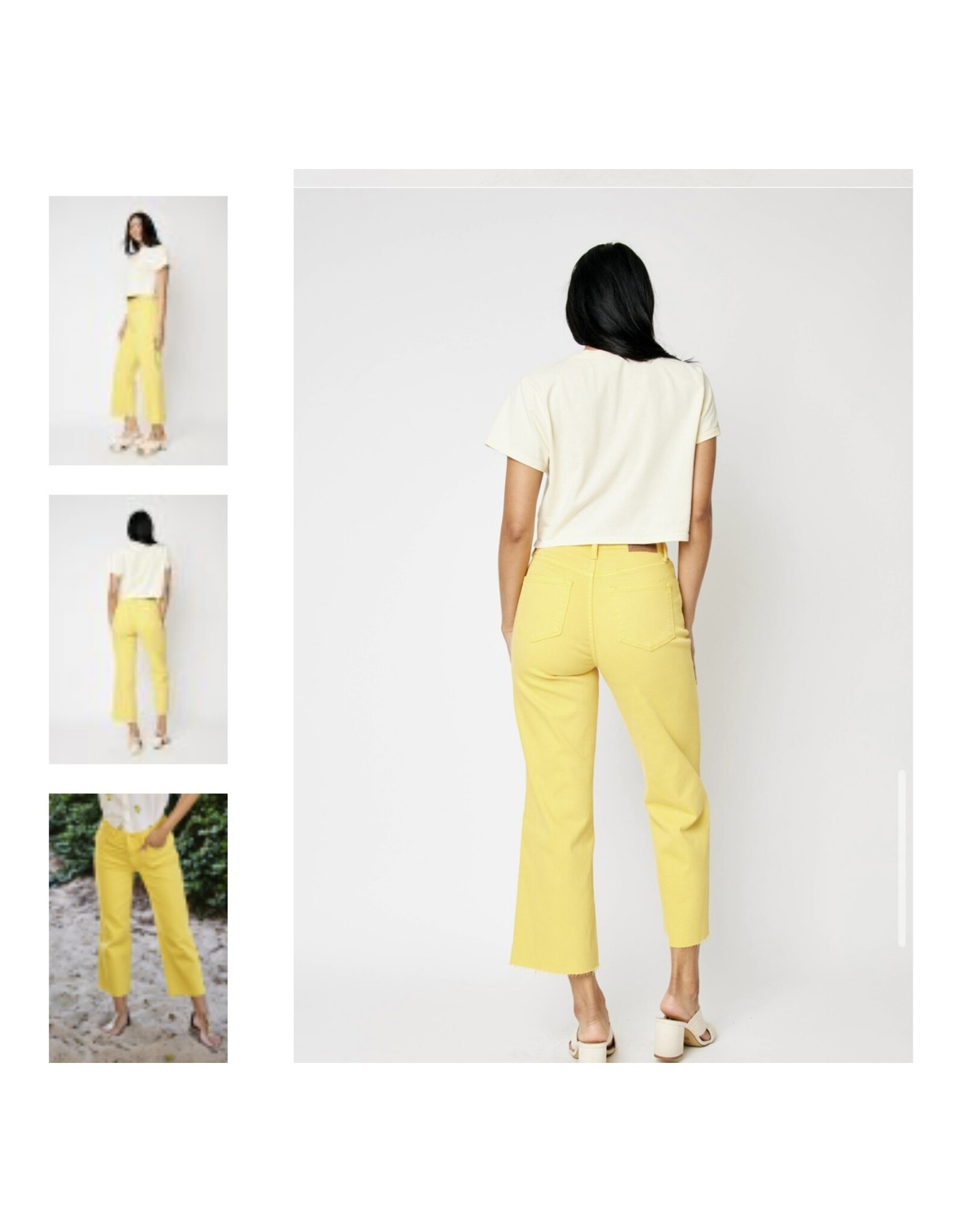 Judy Blue Judy Blue HW Yellow Crop Wide Jeans