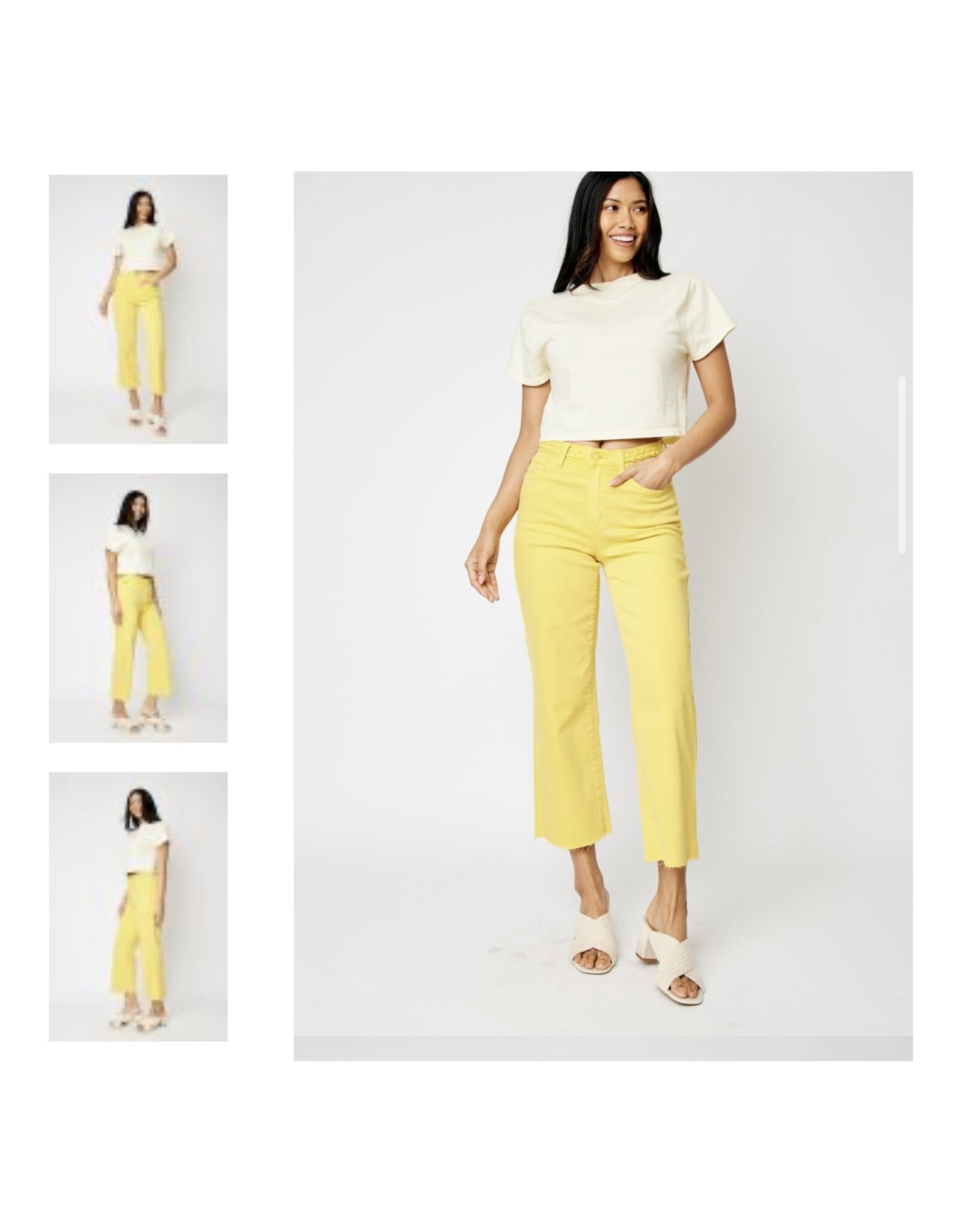 Judy Blue Judy Blue HW Yellow Crop Wide Jeans