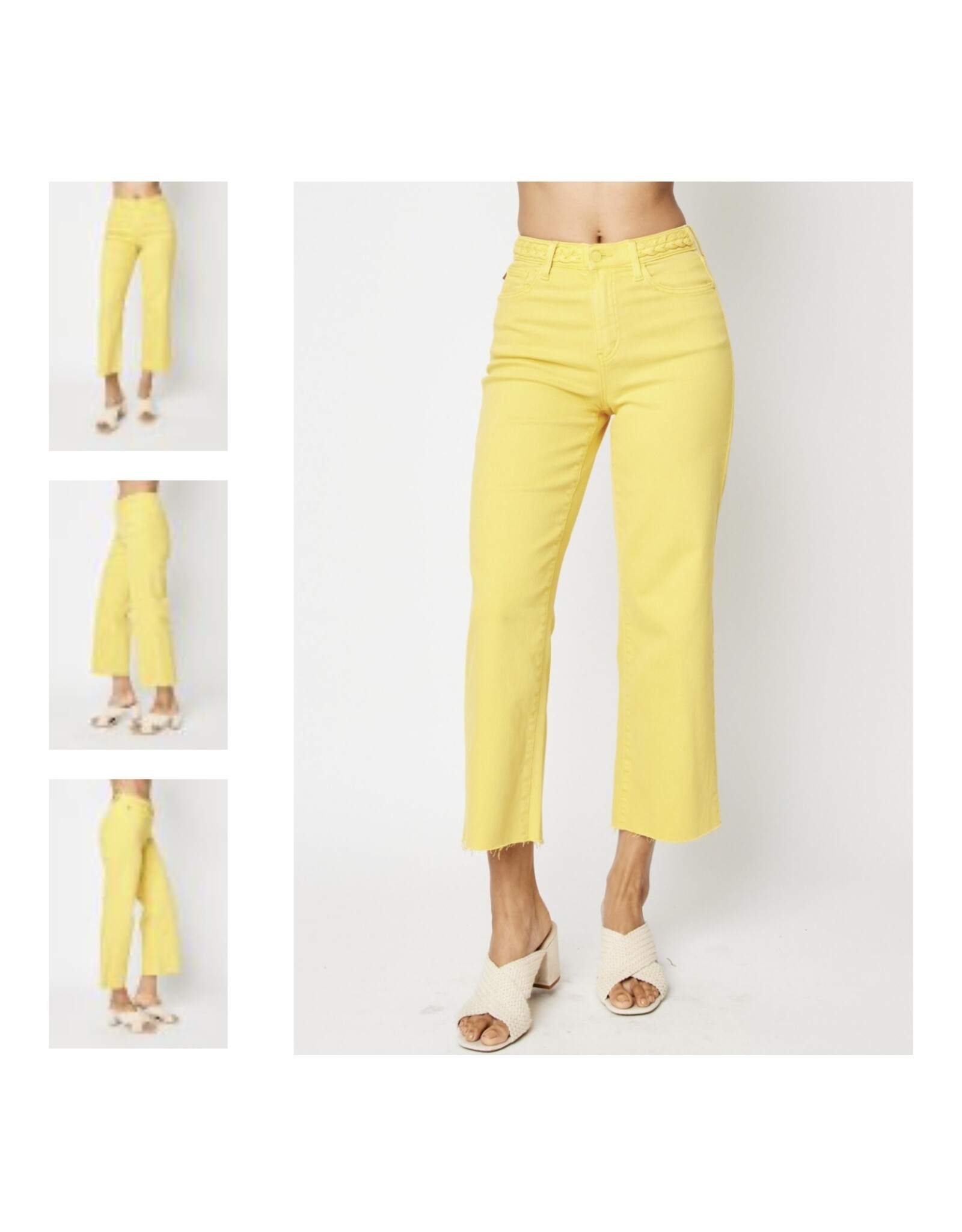 Judy Blue Judy Blue HW Yellow Crop Wide Jeans