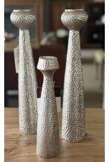 Silver hammered candlestick holder