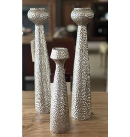 Silver hammered candlestick holder