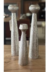 Silver hammered candlestick holder