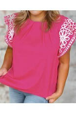 LATA Pink floral embroidered blouse
