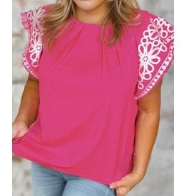 LATA Pink floral embroidered blouse