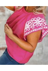 LATA Pink floral embroidered blouse