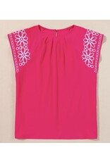 LATA Pink floral embroidered blouse