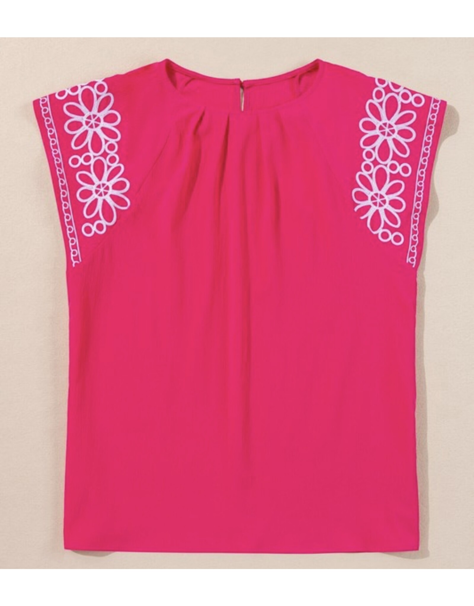 LATA Pink floral embroidered blouse