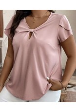 LATA Pink keyhole knot tulip slv top