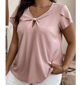 LATA Pink keyhole knot tulip slv top