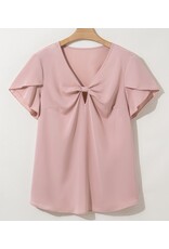 LATA Pink keyhole knot tulip slv top