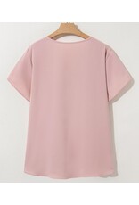 LATA Pink keyhole knot tulip slv top
