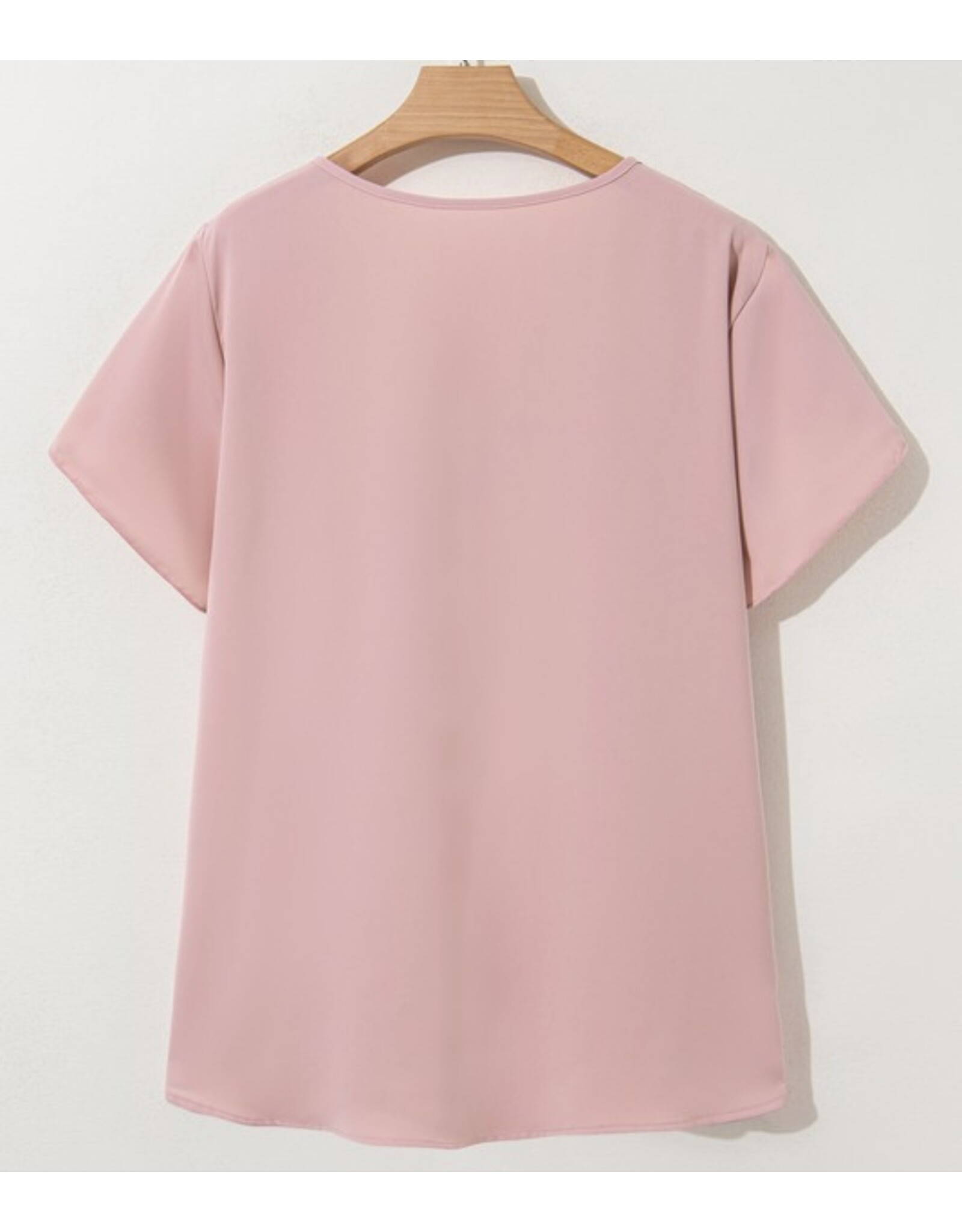 LATA Pink keyhole knot tulip slv top