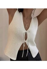 Miss sparkling White front tie tank top