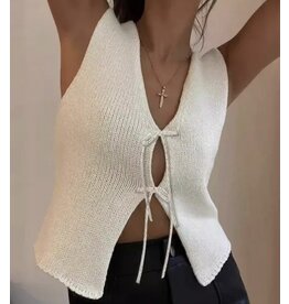 Miss sparkling White front tie tank top