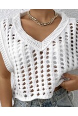 Miss sparkling White crochet sweater vest