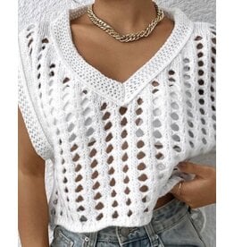 Miss sparkling White crochet sweater vest