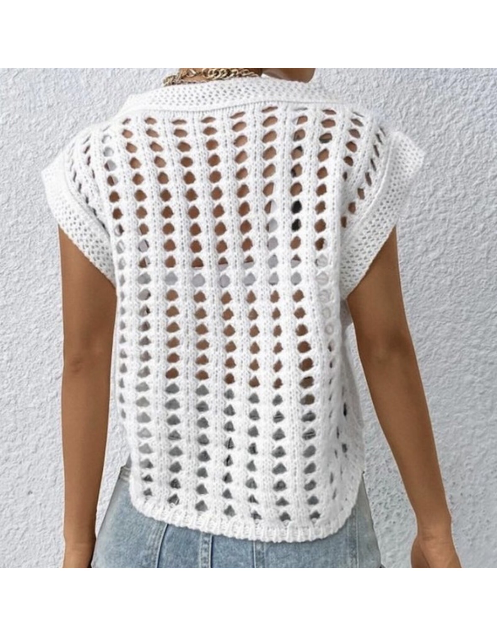 Miss sparkling White crochet sweater vest