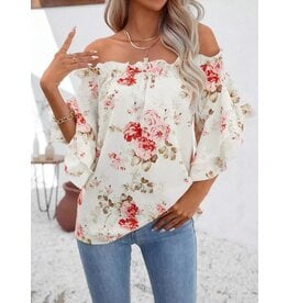 Miss sparkling Floral off shoulder blouse