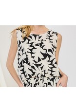 Leaf sleeveless drawstring top