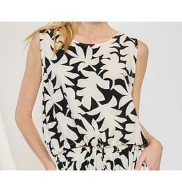 Leaf sleeveless drawstring top