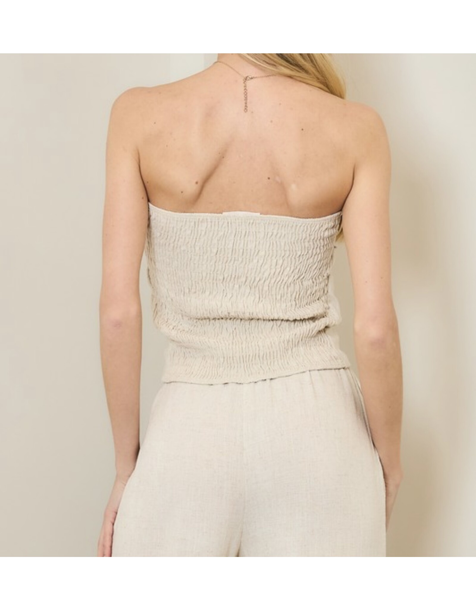 Linen pleated tube top