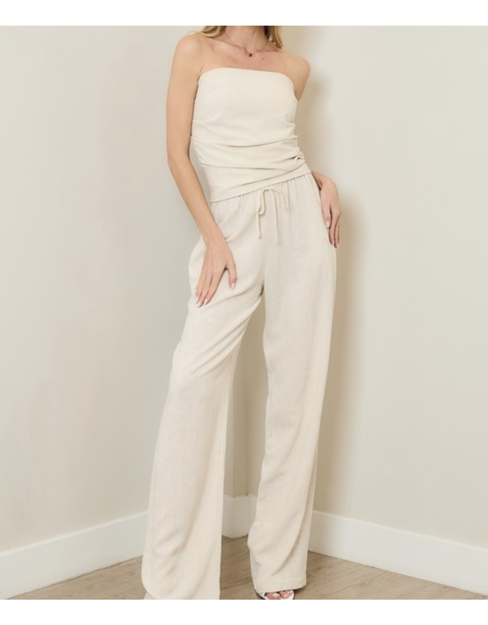 Linen pleated tube top