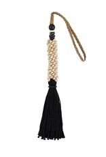 Black & ivory shell tassel