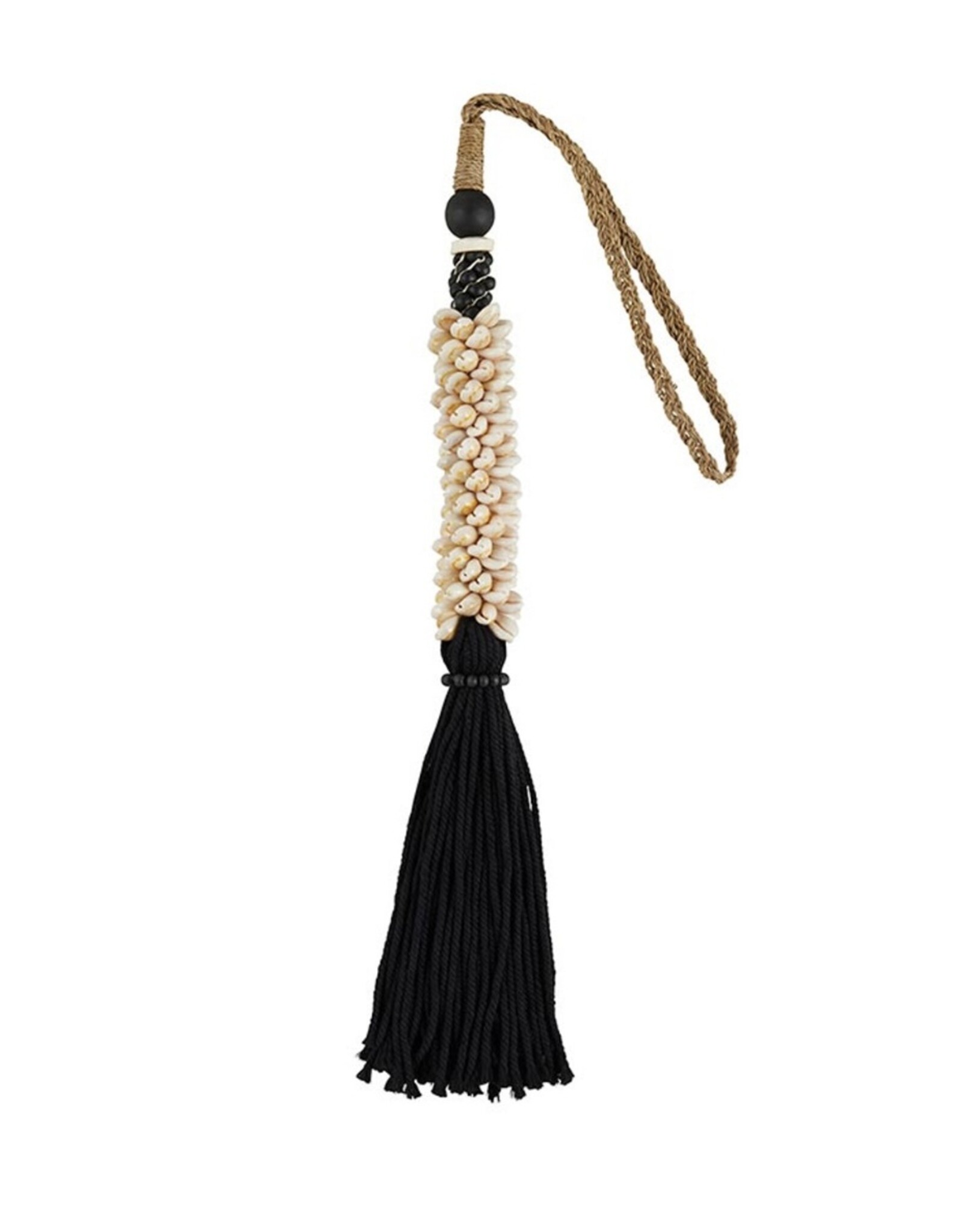Black & ivory shell tassel