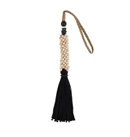 Black & ivory shell tassel
