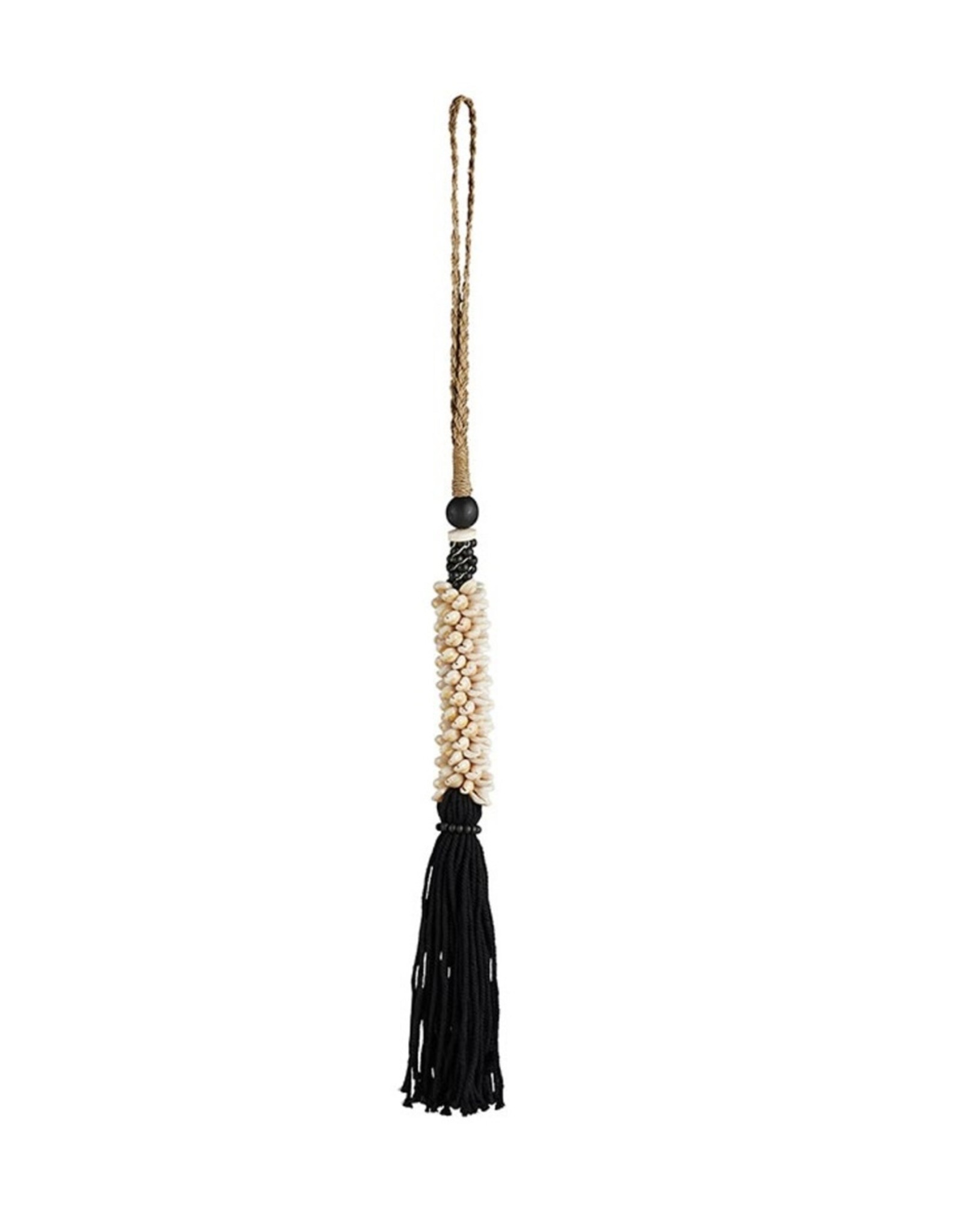 Black & ivory shell tassel